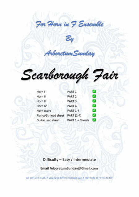 Free Sheet Music Scarborough Fair Horn In F Quartet