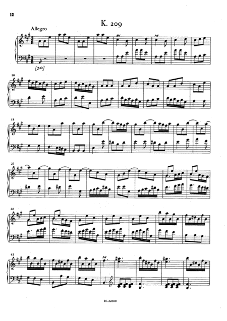 Scarlatti Sonata In A Major K209 L428 Original Version Sheet Music