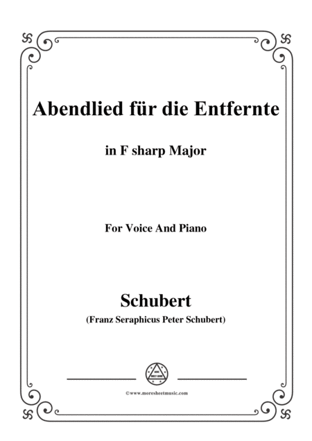 Free Sheet Music Schubert Abendlied Fr Die Entfernte Op 88 In F Sharp Major For Voice Piano