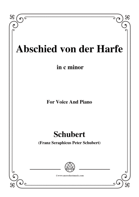 Free Sheet Music Schubert Abschied Von Der Harfe In C Minor For Voice Piano