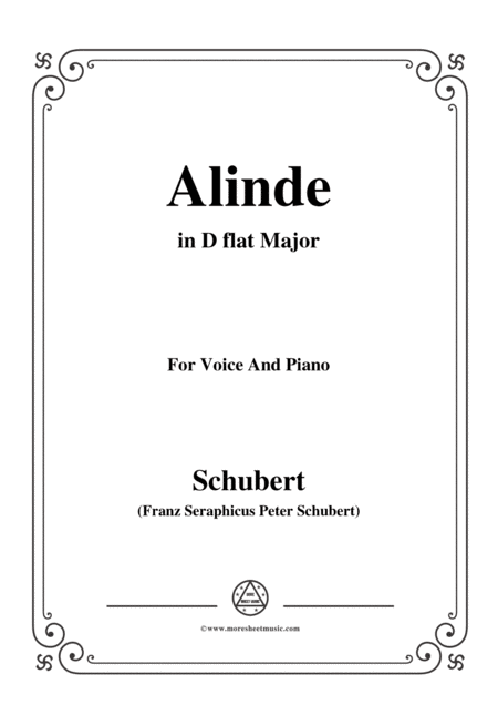 Schubert Alinde In D Flat Major Op 81 No 1 For Voice And Piano Sheet Music