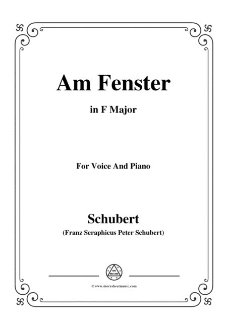 Free Sheet Music Schubert Am Fenster Op 105 No 3 In F Major For Voice Piano