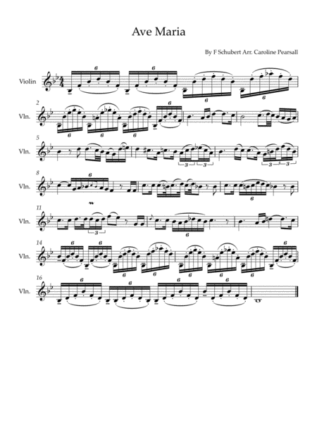 Free Sheet Music Schubert Ave Maria Violin Solo Original Key