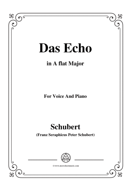 Schubert Das Echo Op 136 In A Flat Major For Voice Piano Sheet Music