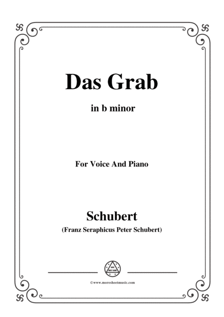 Schubert Das Grab In B Minor For Voice And Piano Sheet Music