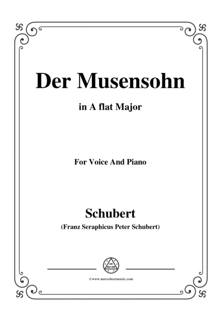 Schubert Der Musensohn In A Flat Major For Voice And Piano Sheet Music