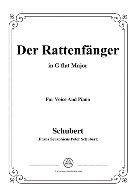 Schubert Der Rattenfnger In G Flat Major For Voice Piano Sheet Music