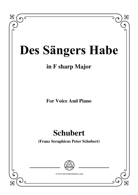 Free Sheet Music Schubert Des Sngers Habe In F Sharp Major For Voice Piano