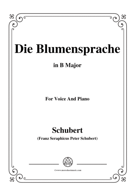Schubert Die Blumensprache In B Major Op 173 No 5 For Voice And Piano Sheet Music