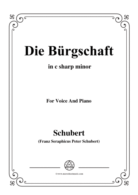 Schubert Die Brgschaft The Bond D 246 In C Sharp Minor For Voice Piano Sheet Music