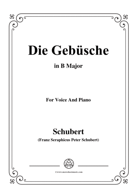 Schubert Die Gebsche In B Major For Voice Piano Sheet Music