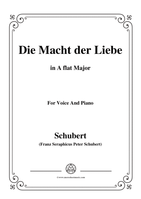 Schubert Die Macht Der Liebe In A Flat Major For Voice Piano Sheet Music