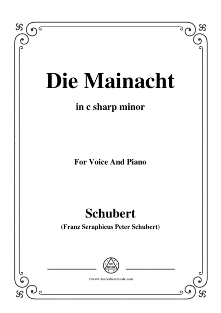 Schubert Die Mainacht In C Sharp Minor For Voice Piano Sheet Music