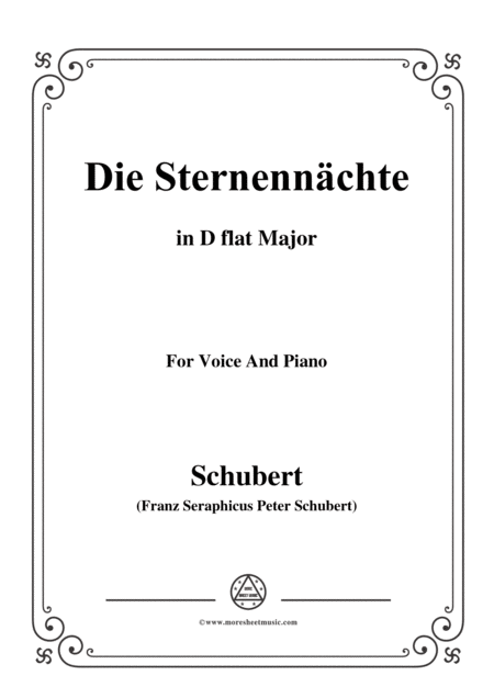 Schubert Die Sternennchte Op 165 No 2 In D Flat Major For Voice Piano Sheet Music