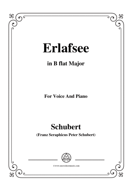 Schubert Erlafsee Op 8 No 3 In B Flat Major For Voice Piano Sheet Music