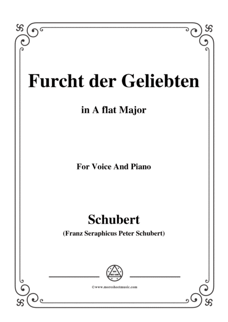 Schubert Furcht Der Geliebten In A Flat Major For Voice And Piano Sheet Music