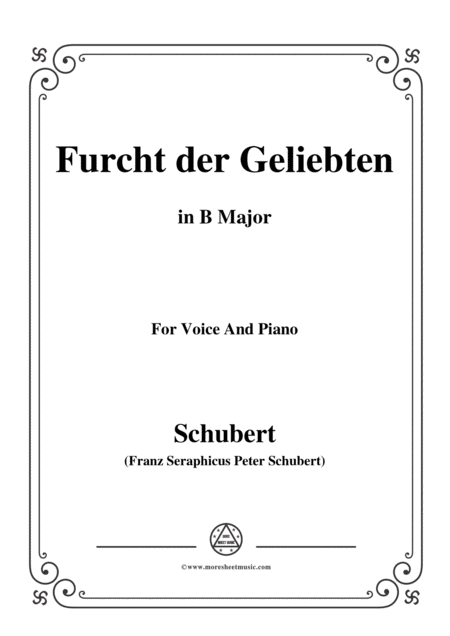 Free Sheet Music Schubert Furcht Der Geliebten In B Major For Voice And Piano