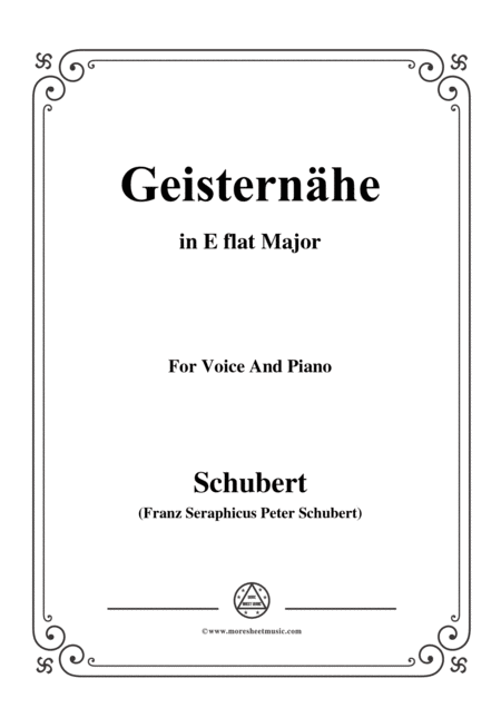 Schubert Geisternhe In E Flat Major For Voice And Piano Sheet Music