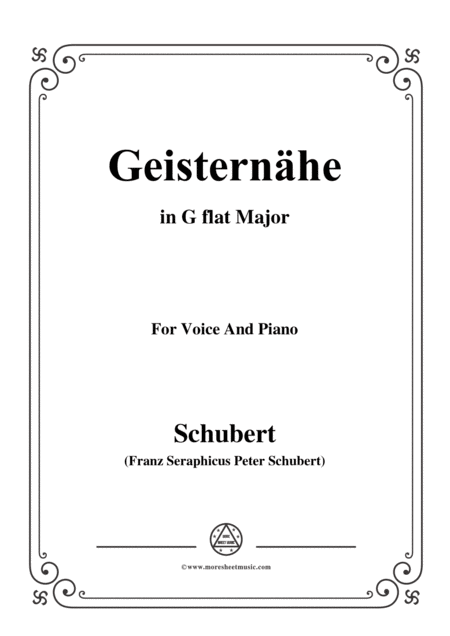 Schubert Geisternhe In G Flat Major For Voice And Piano Sheet Music