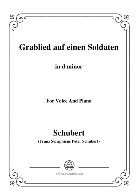 Schubert Grablied Auf Einen Soldaten In D Minor For Voice Piano Sheet Music