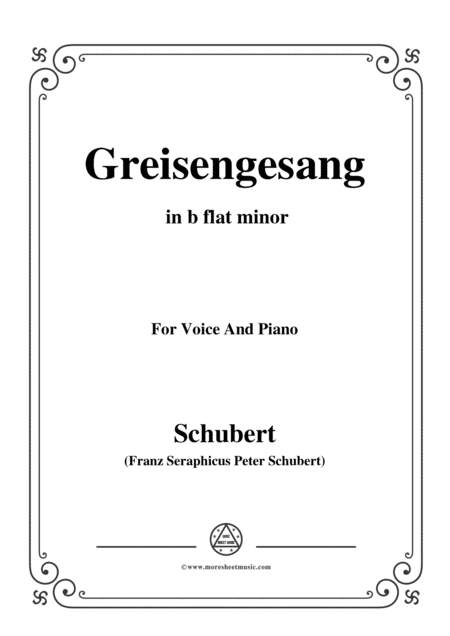 Schubert Greisengesang In B Flat Minor Op 60 No 1 For Voice And Piano Sheet Music