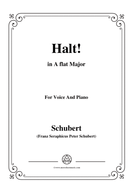 Free Sheet Music Schubert Halt In A Flat Major Op 25 No 3 For Voice And Piano