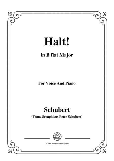 Schubert Halt In B Flat Major Op 25 No 3 For Voice And Piano Sheet Music