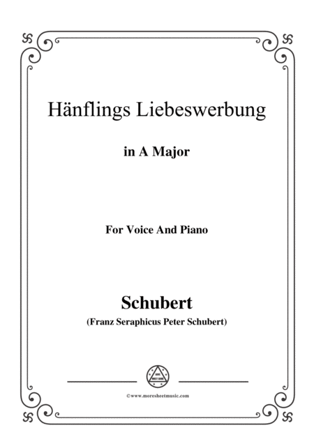 Free Sheet Music Schubert Hanflings Liebeswerbung In A Major For Voice And Piano
