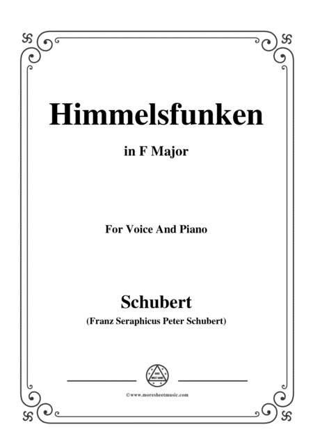 Schubert Himmelsfunken In F Major For Voice And Piano Sheet Music