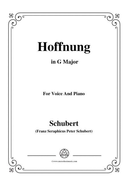 Free Sheet Music Schubert Hoffnung In G Major D 251 For Voice And Piano