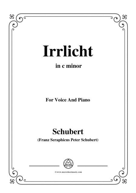 Schubert Irrlicht From Winterreise Op 89 D 911 No 9 In C Minor For Voice Piano Sheet Music