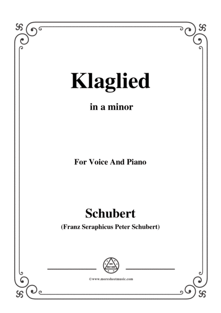 Schubert Klaglied Op 131 No 3 In A Minor For Voice Piano Sheet Music