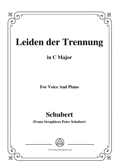 Schubert Leiden Der Trennung In C Major For Voice Piano Sheet Music