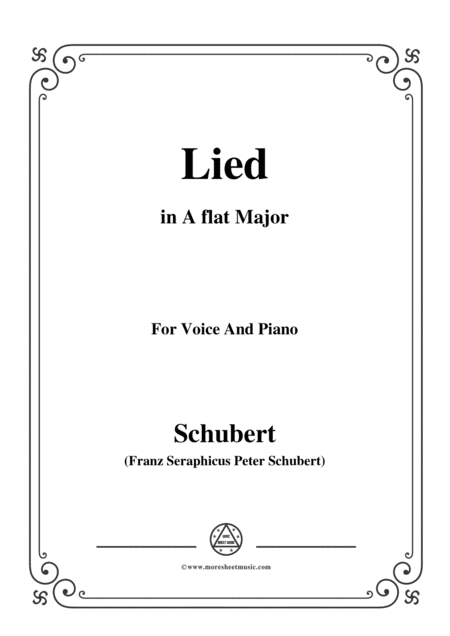 Schubert Lied Es Ist So Angenehm In A Flat Major D 284 For Voice And Piano Sheet Music