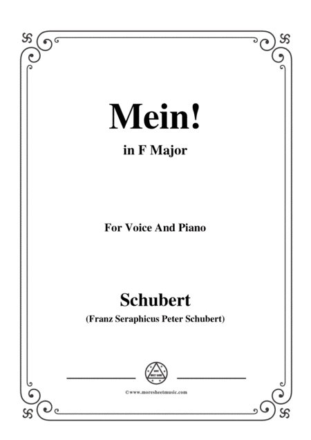 Free Sheet Music Schubert Mein In F Major Op 25 No 11 For Voice And Piano
