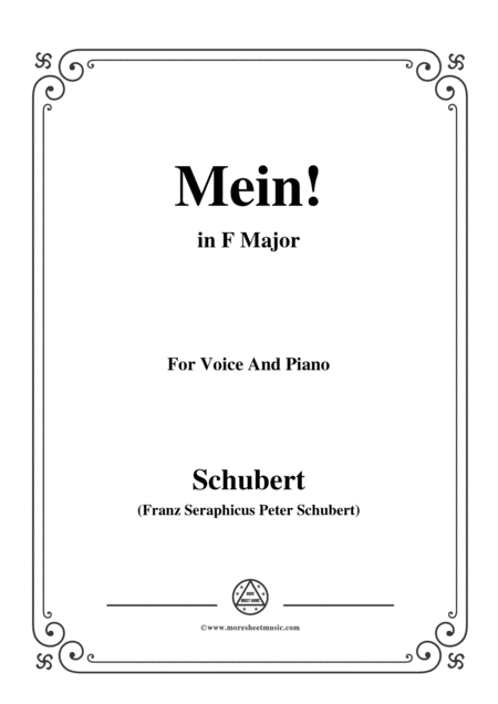 Schubert Mein In F Major Op 25 No 11 For Voice And Piano Sheet Music