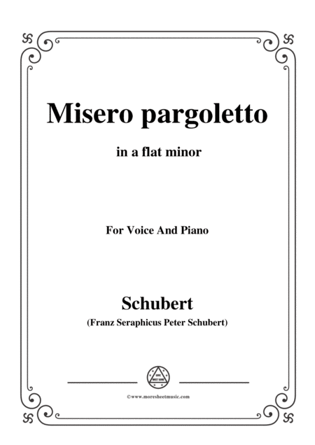 Schubert Misero Pargoletto In A Flat Minor For Voice Piano Sheet Music