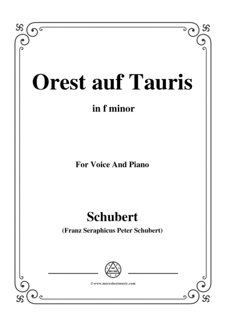 Free Sheet Music Schubert Orest Auf Tauris Orestes On Tauris D 548 In F Minor For Voice Piano