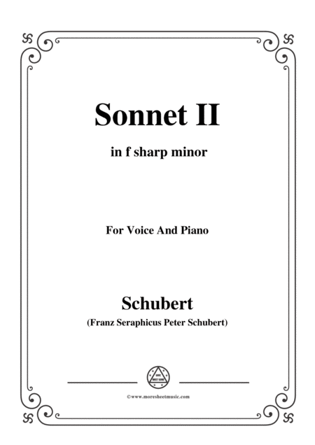 Schubert Sonnet Ii In F Sharp Minor For Voice And Piano Sheet Music