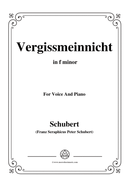 Free Sheet Music Schubert Vergissmeinnicht In F Minor For Voice And Piano