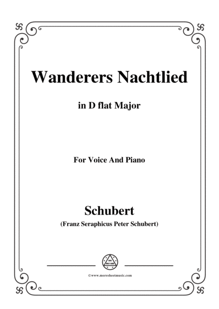 Schubert Wanderers Nachtlied In D Flat Major For Voice And Piano Sheet Music