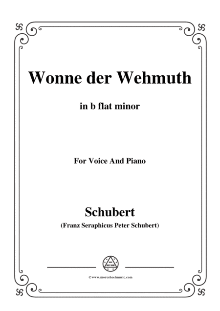 Schubert Wonne Der Wehmuth Op 115 No 2 In B Flat Minor For Voice Piano Sheet Music