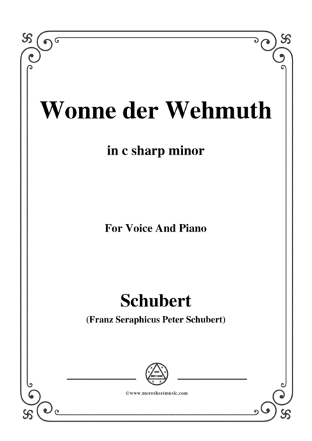 Free Sheet Music Schubert Wonne Der Wehmuth Op 115 No 2 In C Sharp Minor For Voice Piano
