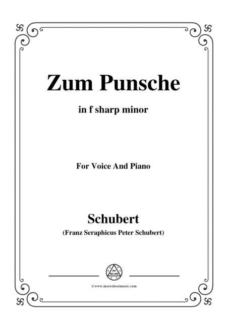 Schubert Zum Punsche In F Sharp Minor For Voice Piano Sheet Music