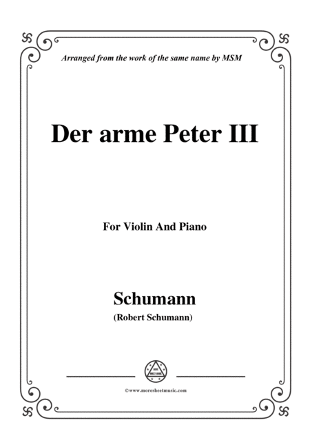 Schumann Der Arme Peter 3 For Violin And Piano Sheet Music