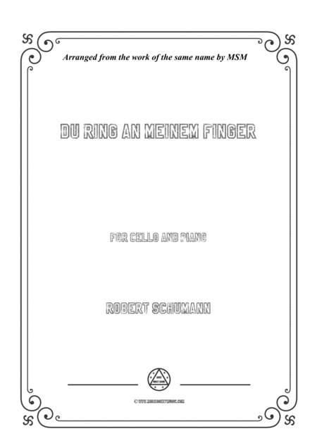 Schumann Du Ring An Meinem Finger For Cello And Piano Sheet Music