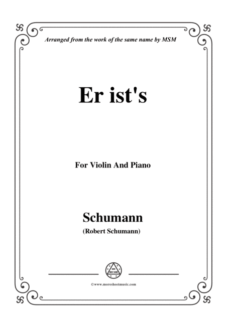 Free Sheet Music Schumann Er Ists Op 79 No 24 For Violin And Piano