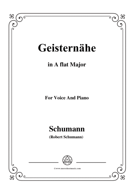 Schumann Geisternhe In A Flat Major Op 77 No 3 For Voice And Piano Sheet Music