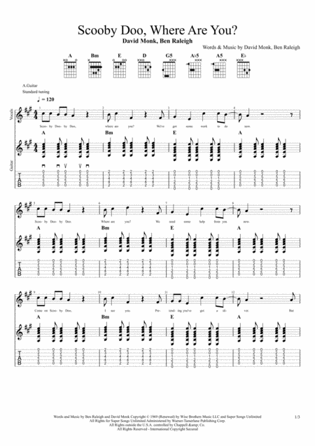 Free Sheet Music Scooby Doo Where Are You