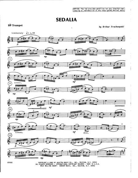 Sedalia Bb Trumpet Sheet Music